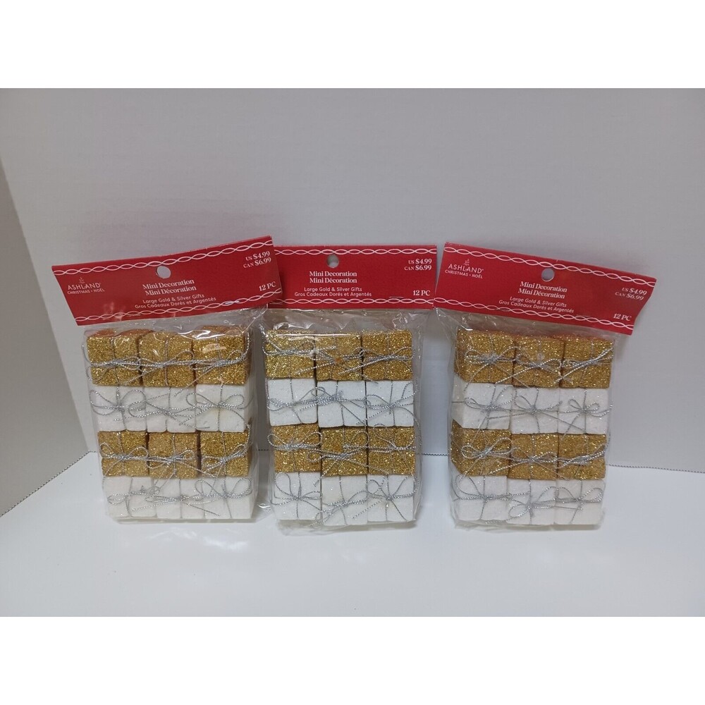 NEW 36 Pieces Ashland Christmas Gifts Gold & Silver Mini Decorations